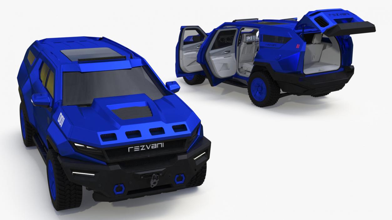 3D Rezvani 2024 Armored SUV Blue Rigged