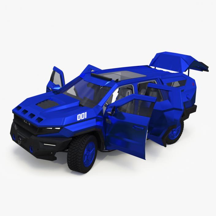 3D Rezvani 2024 Armored SUV Blue Rigged