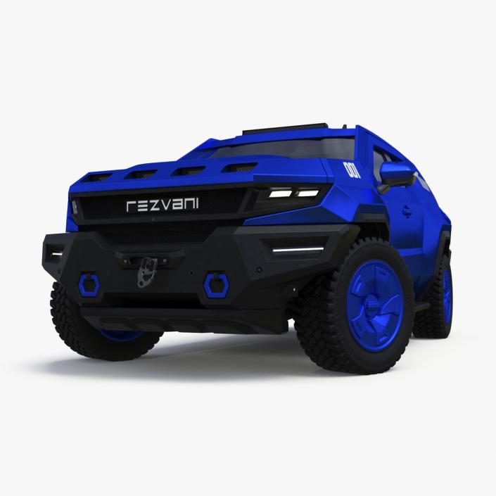 3D Rezvani 2024 Armored SUV Blue Rigged