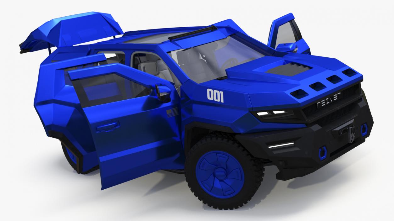 3D Rezvani 2024 Armored SUV Blue Rigged