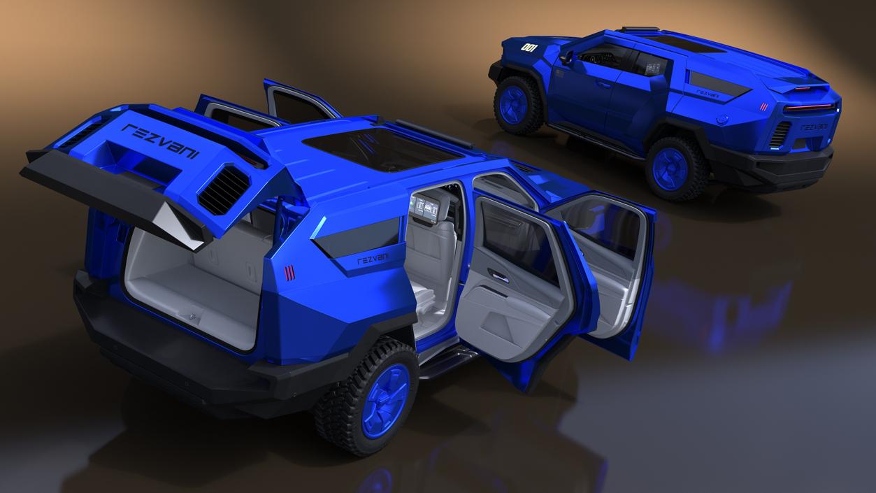 3D Rezvani 2024 Armored SUV Blue Rigged