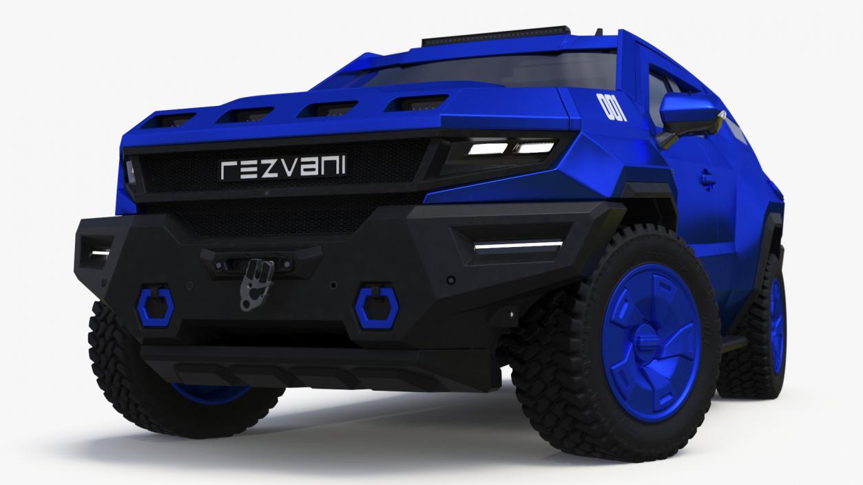 3D Rezvani 2024 Armored SUV Blue Rigged