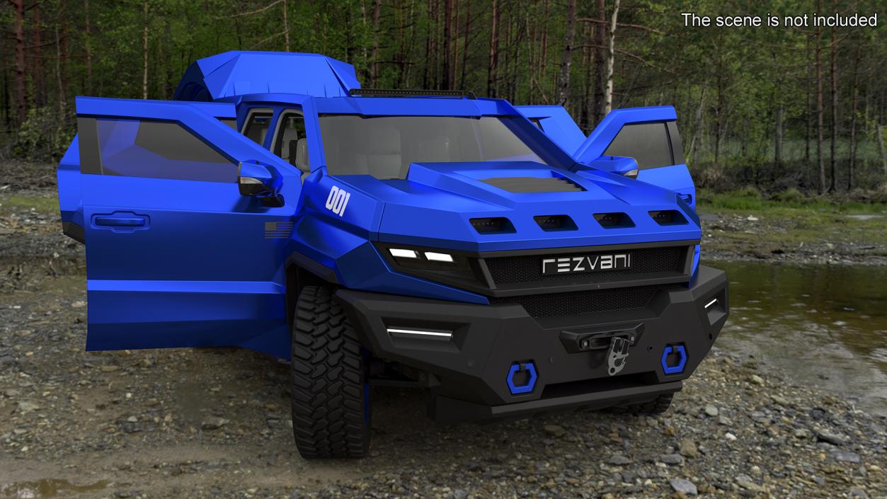 3D Rezvani 2024 Armored SUV Blue Rigged