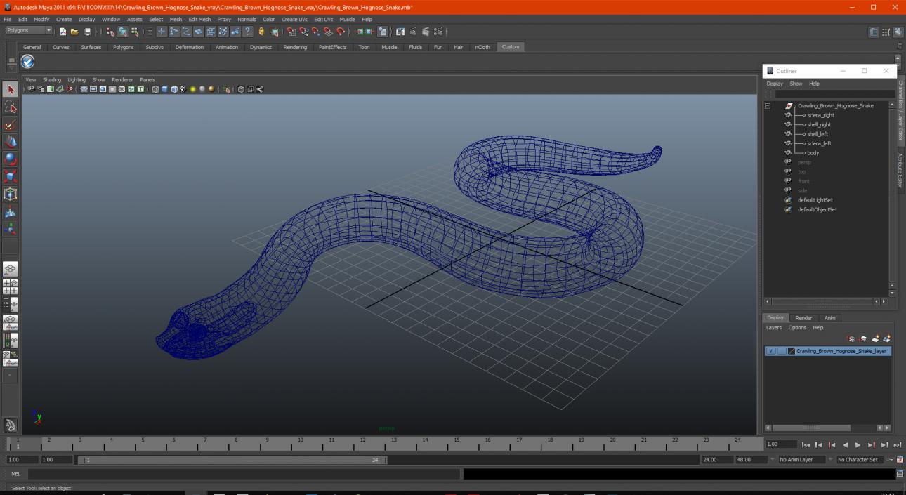 3D Crawling Brown Hognose Snake model