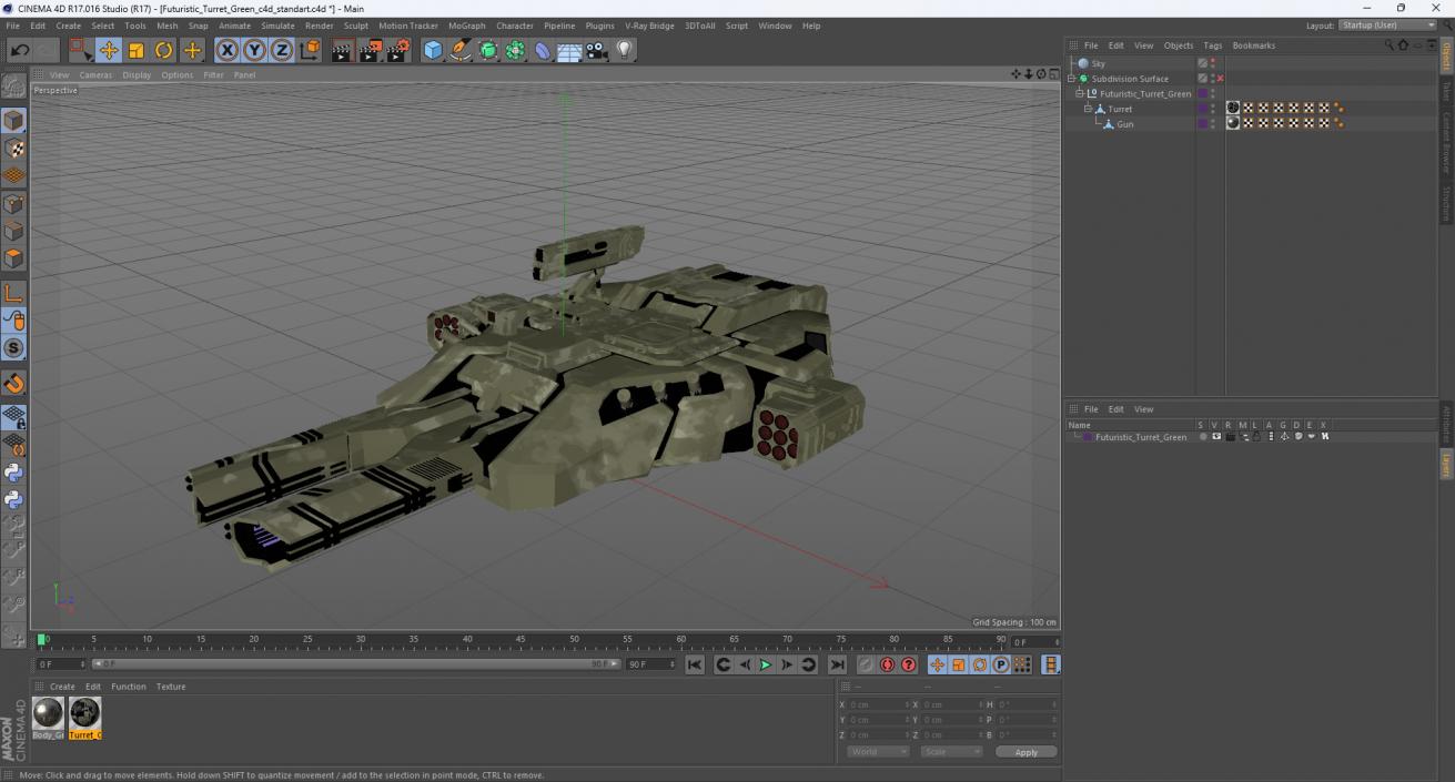 3D model Futuristic Turret Green 2