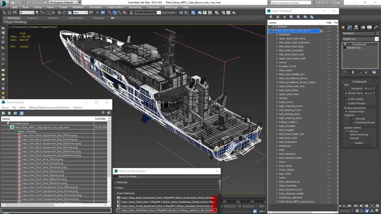 3D Patrol Vessel ABFC Cape Byron Rigged