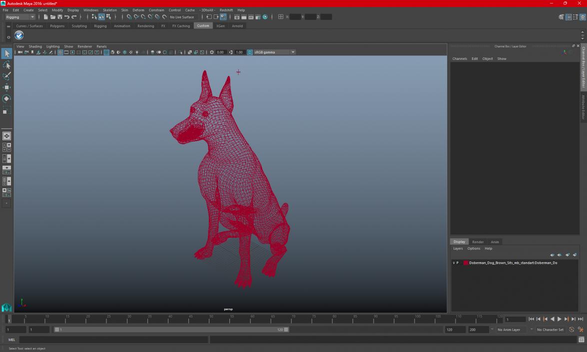 3D Doberman Pinscher Dog Sits 2 model