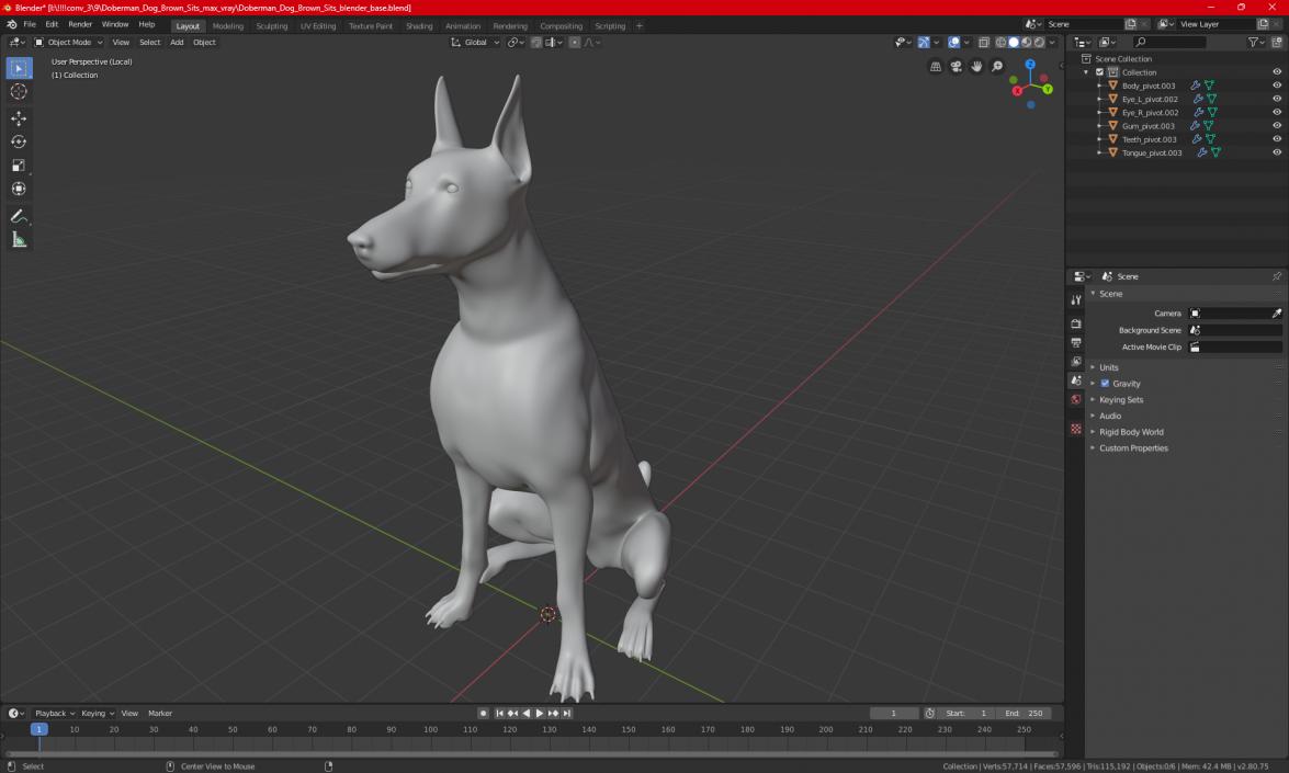 3D Doberman Pinscher Dog Sits 2 model