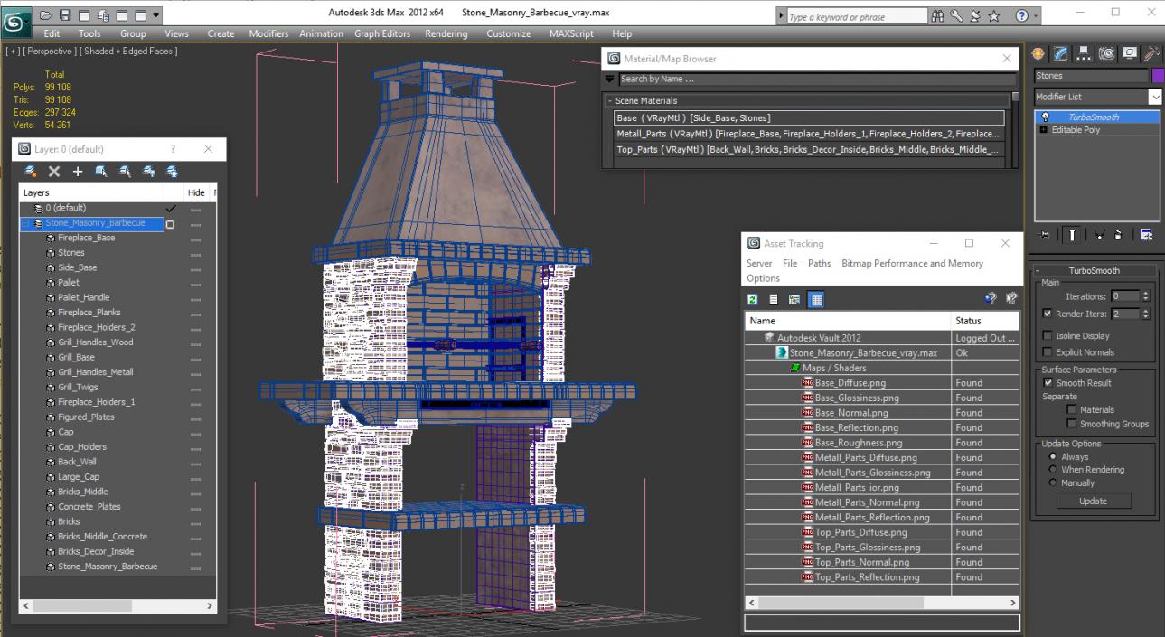 Stone Masonry Barbecue 3D