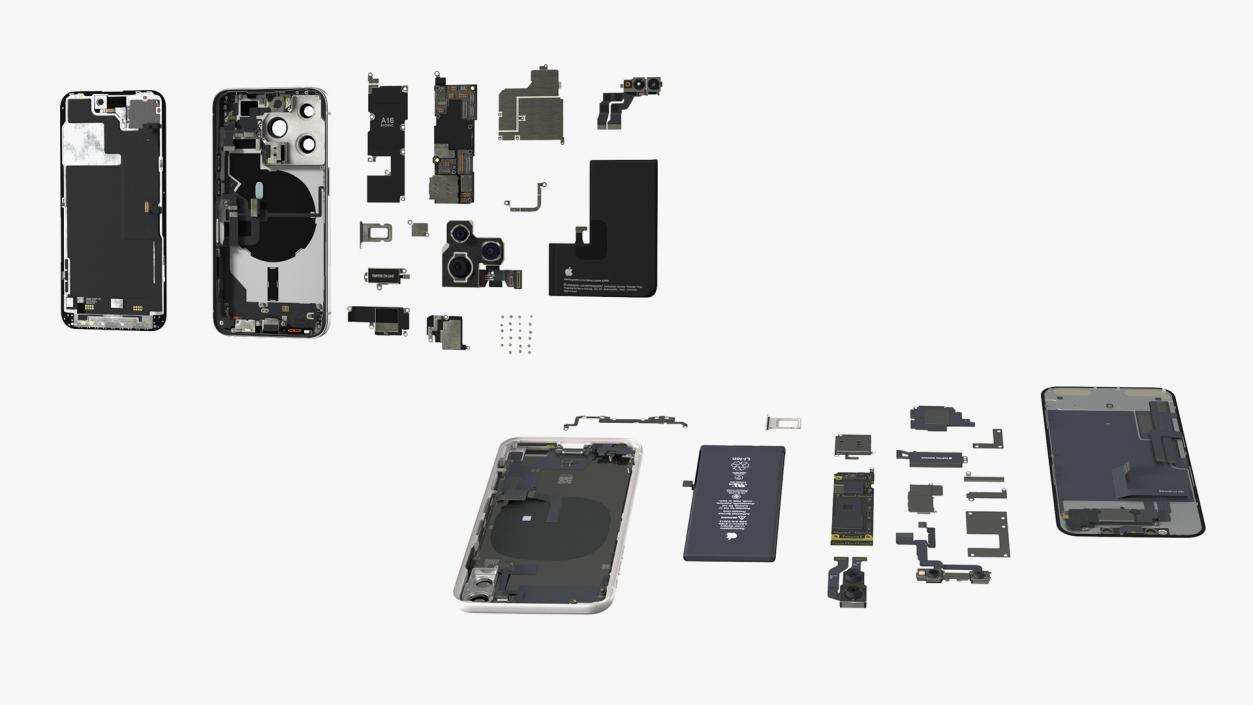 3D iPhone 14 Pro and iPhone 11Fully Disassembled Collection