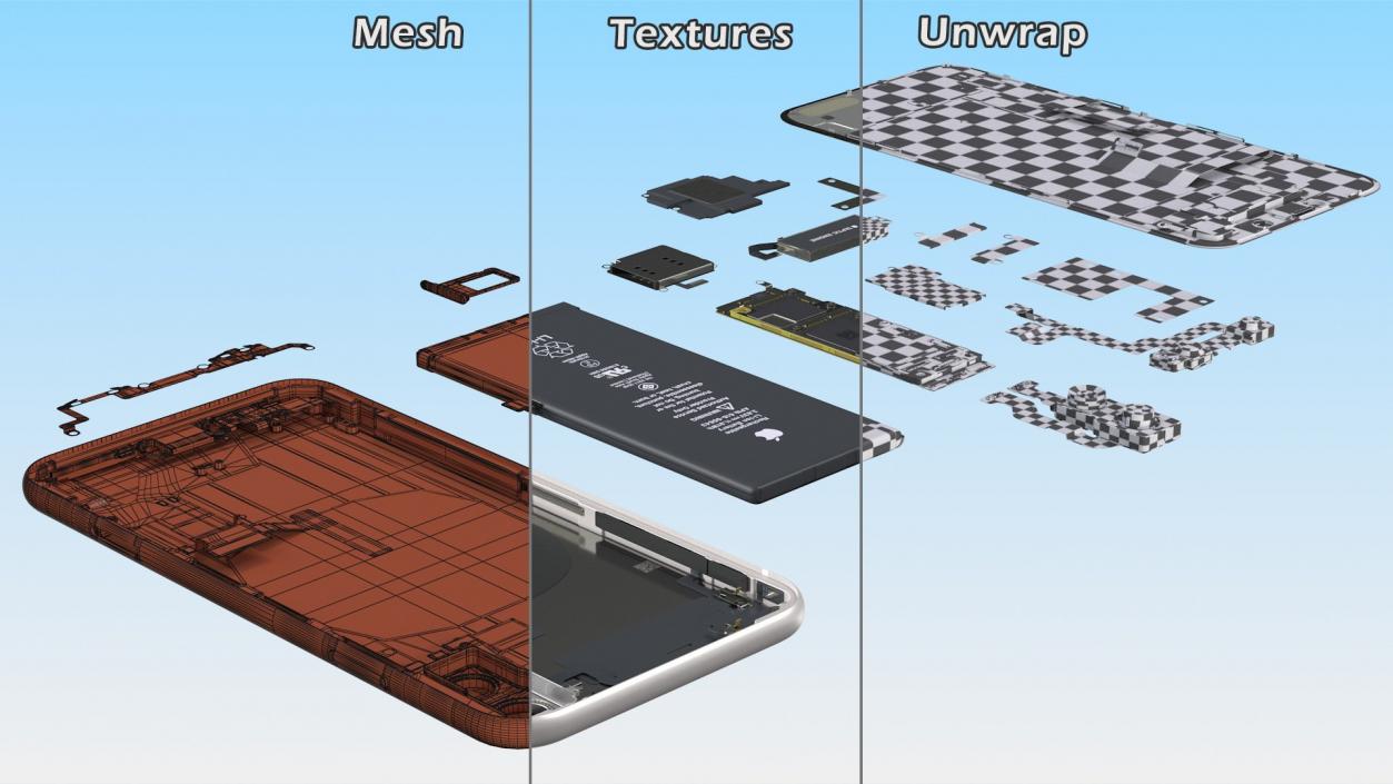 3D iPhone 14 Pro and iPhone 11Fully Disassembled Collection