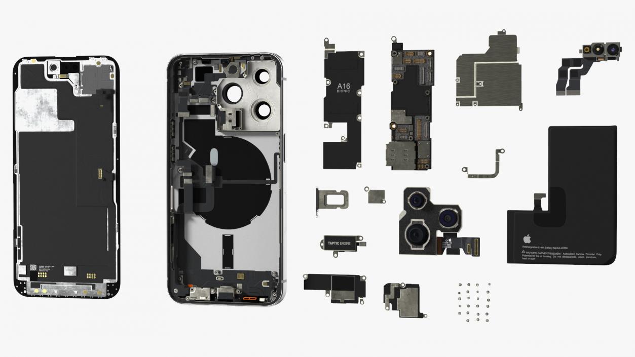 3D iPhone 14 Pro and iPhone 11Fully Disassembled Collection