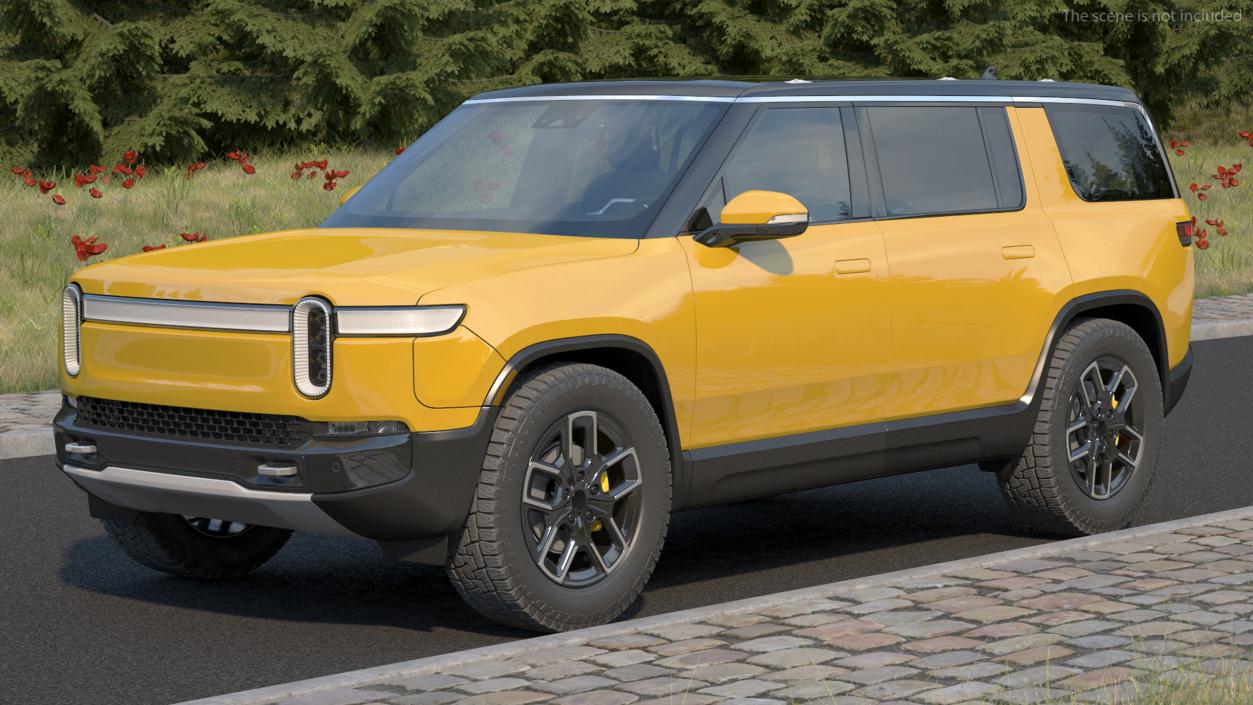 3D Luxury Electric SUV Yellow