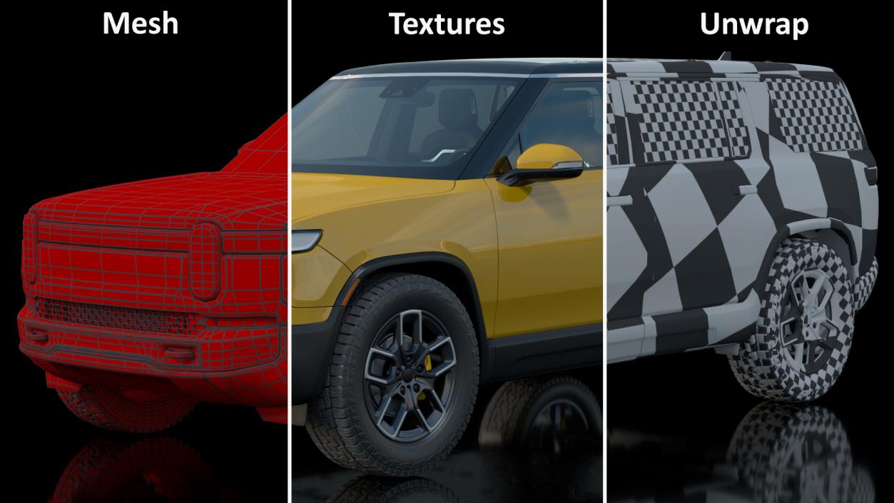 3D Luxury Electric SUV Yellow