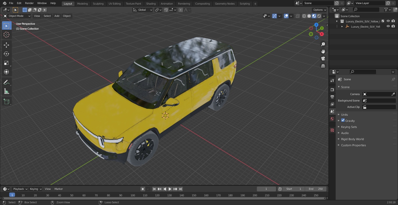 3D Luxury Electric SUV Yellow