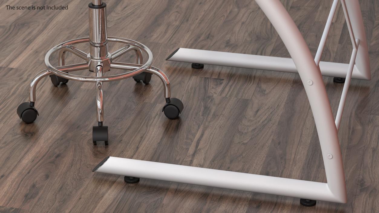 3D model Triflex Adjustable Glass Drawing Table with Stool White