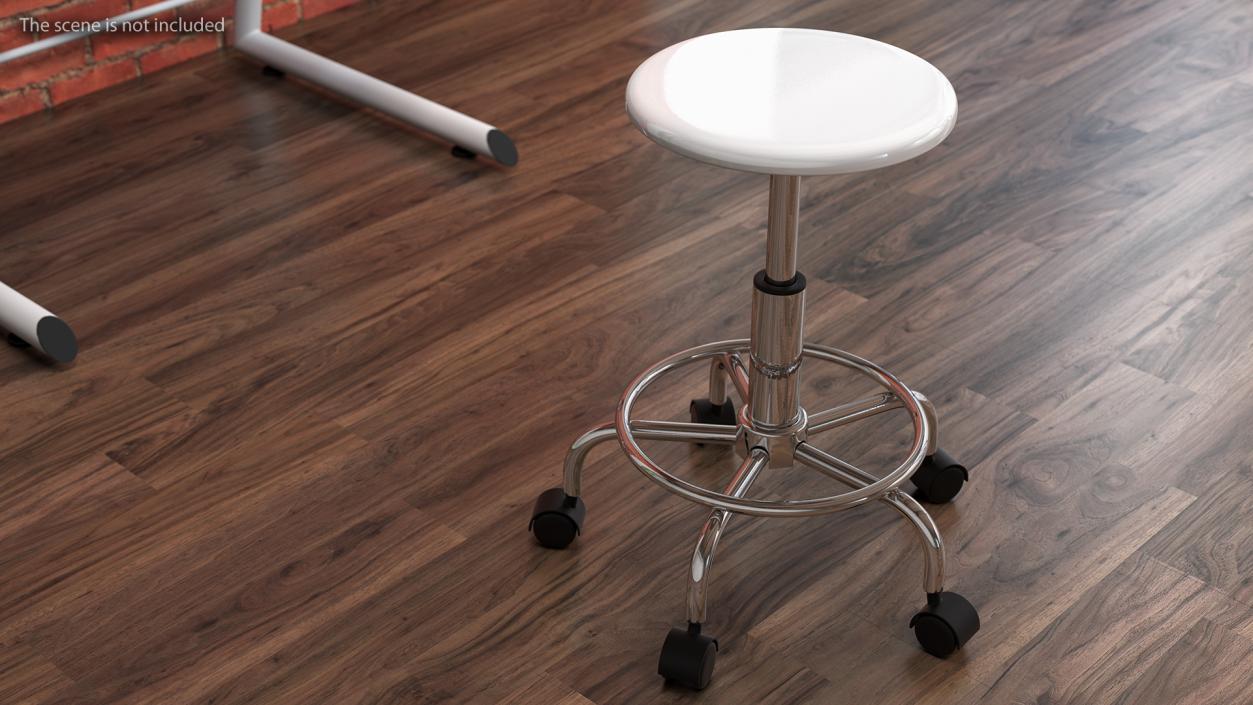 3D model Triflex Adjustable Glass Drawing Table with Stool White