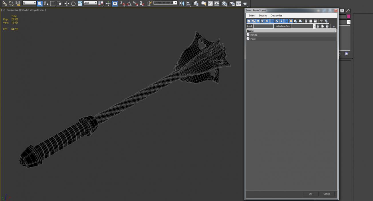 3D Medieval Flanged Mace