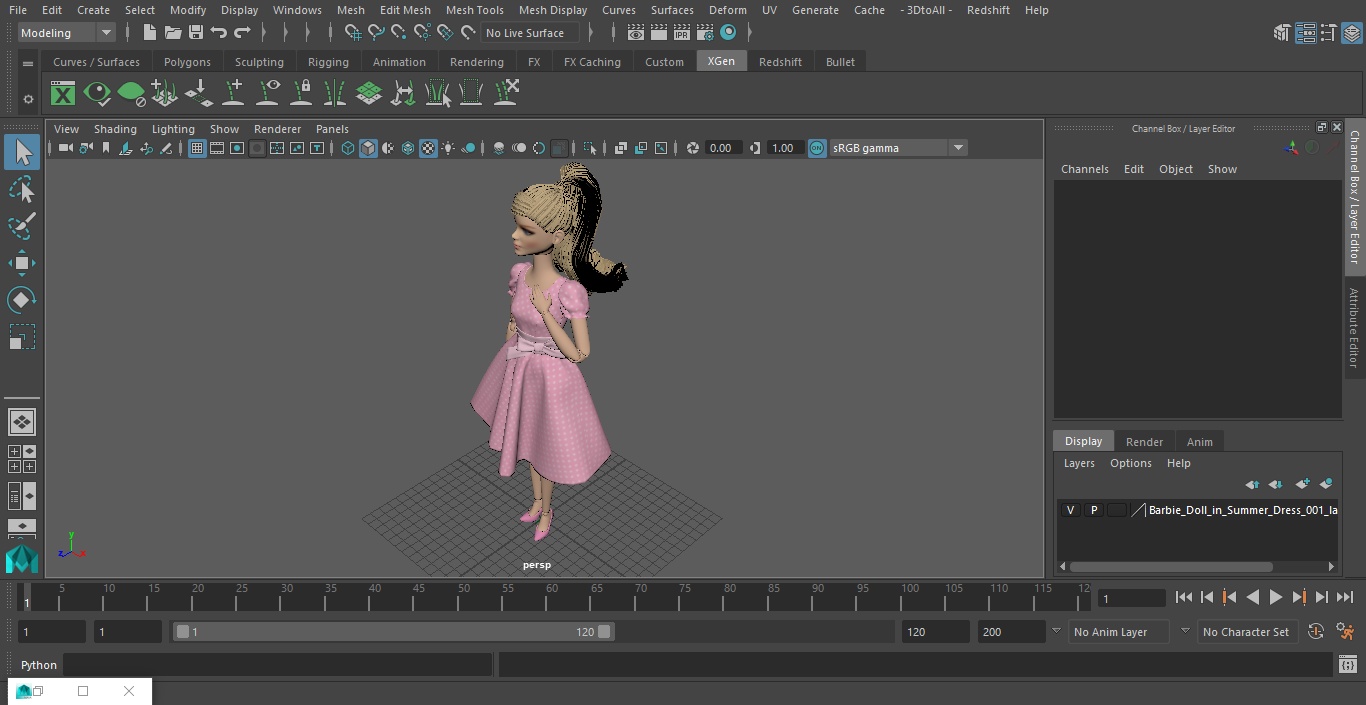 Barbie Doll in Summer Dress 3D