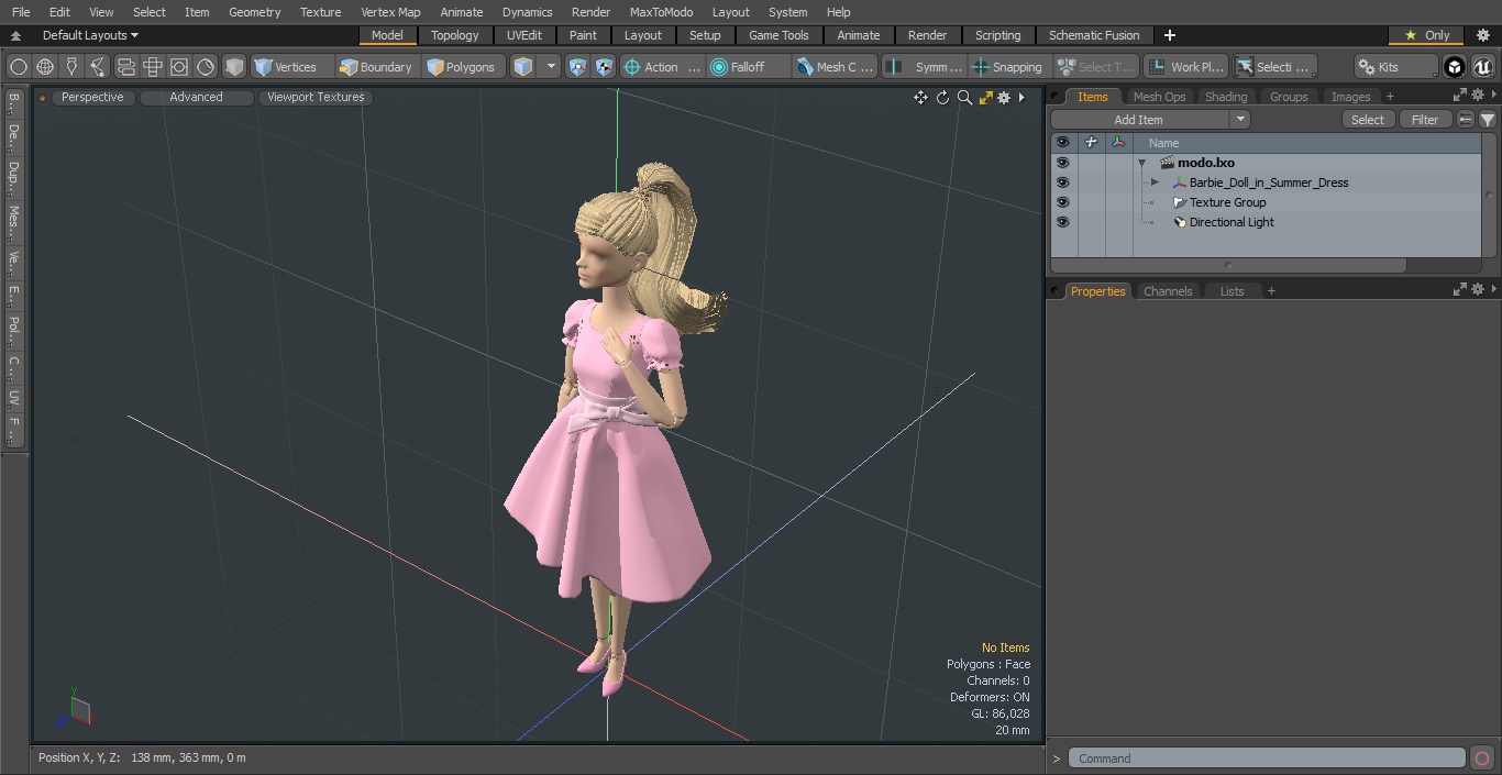 Barbie Doll in Summer Dress 3D