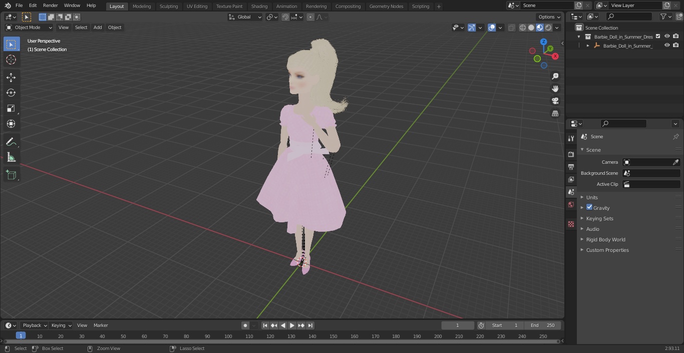 Barbie Doll in Summer Dress 3D