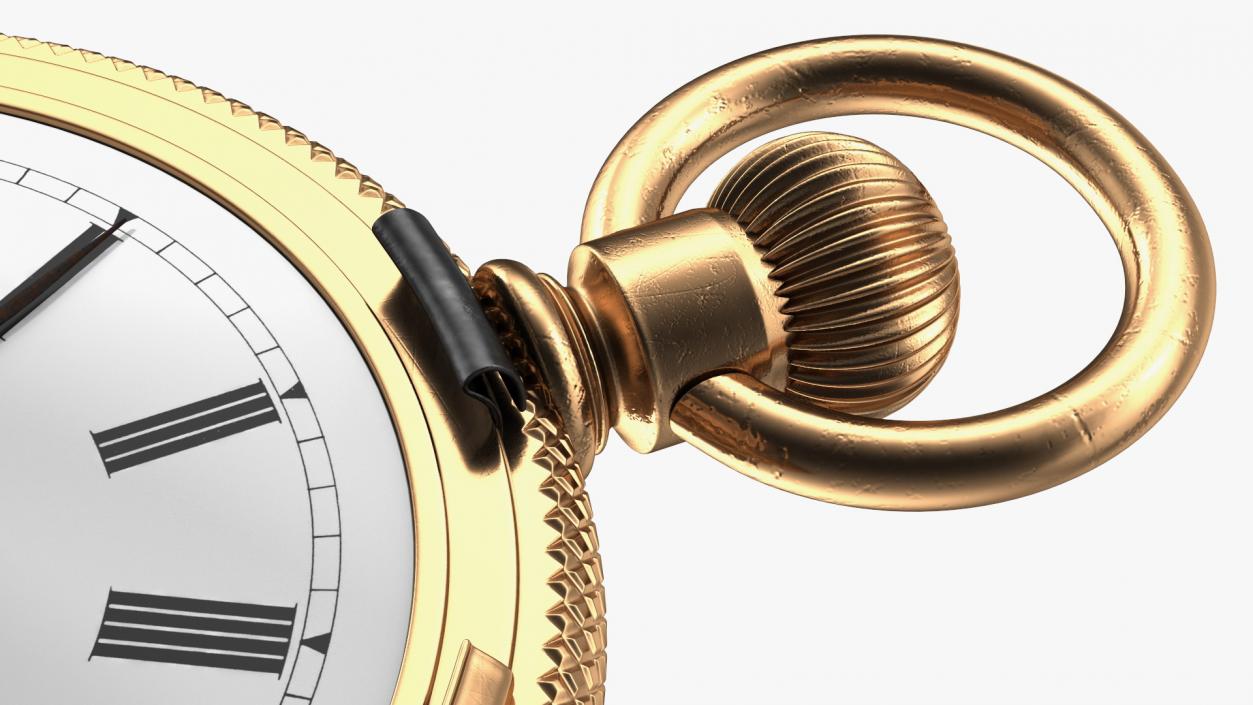 3D Vintage Brass Pocket Watch Open