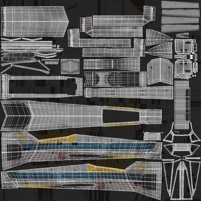 Space Fighter X-Wing Starship with R2-D2 Rigged 3D