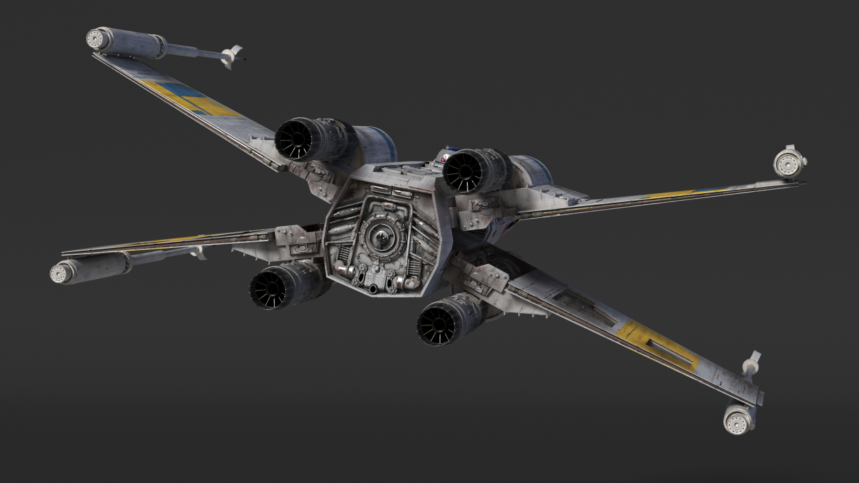 Space Fighter X-Wing Starship with R2-D2 Rigged 3D