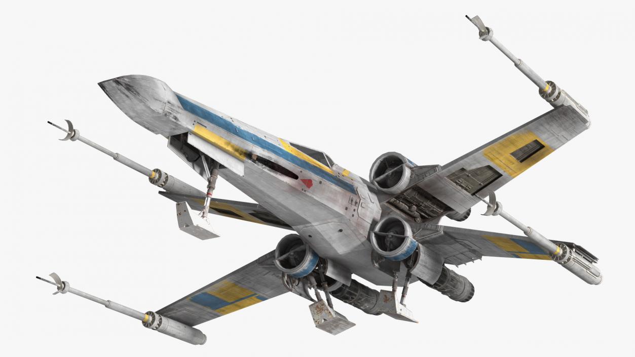 Space Fighter X-Wing Starship with R2-D2 Rigged 3D