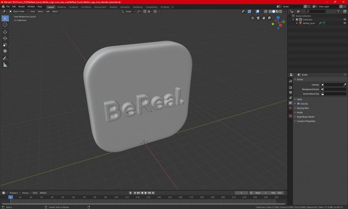 BeReal Social Media Logo Icon 3D model