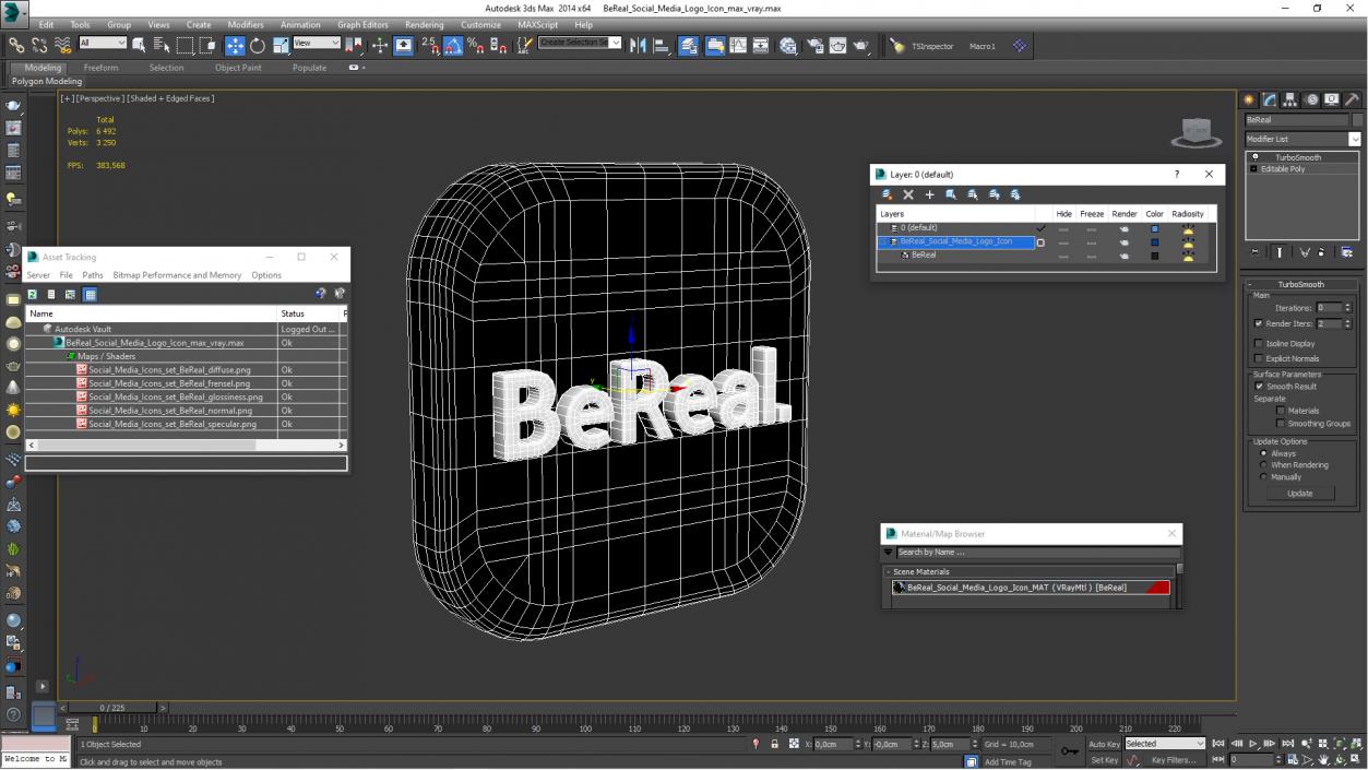 BeReal Social Media Logo Icon 3D model