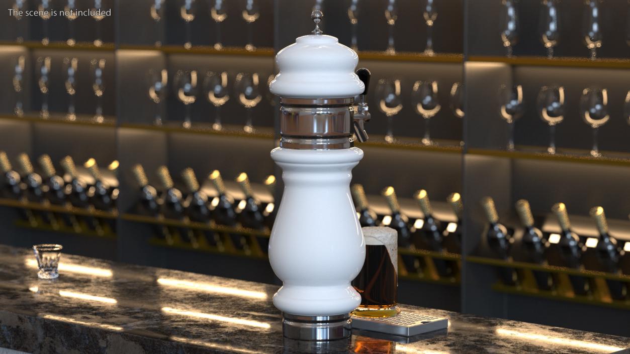 3D model Ceramic Faucet Draft Beer Tower with Beer Mug