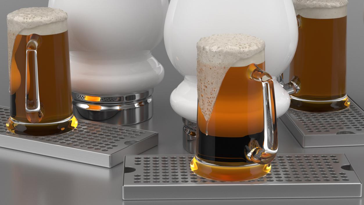 3D model Ceramic Faucet Draft Beer Tower with Beer Mug