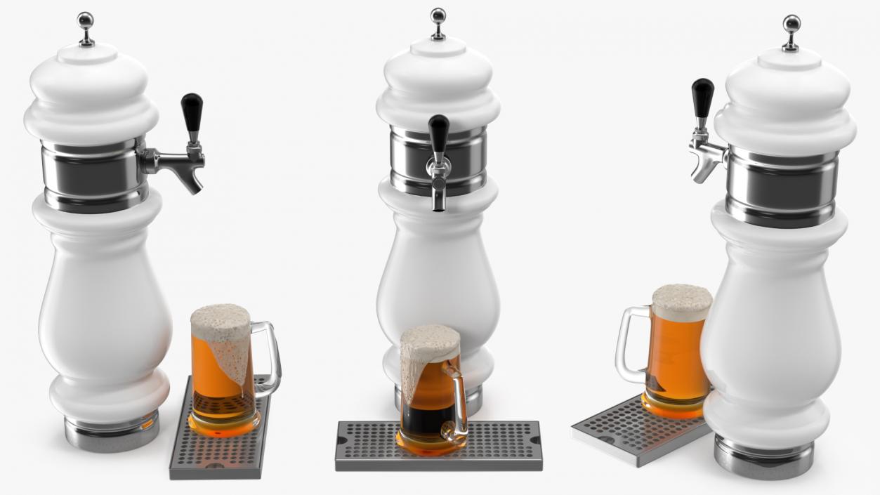 3D model Ceramic Faucet Draft Beer Tower with Beer Mug