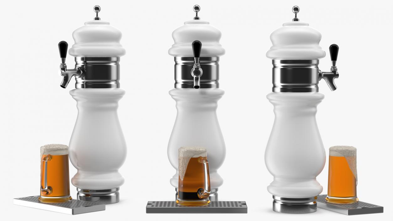 3D model Ceramic Faucet Draft Beer Tower with Beer Mug