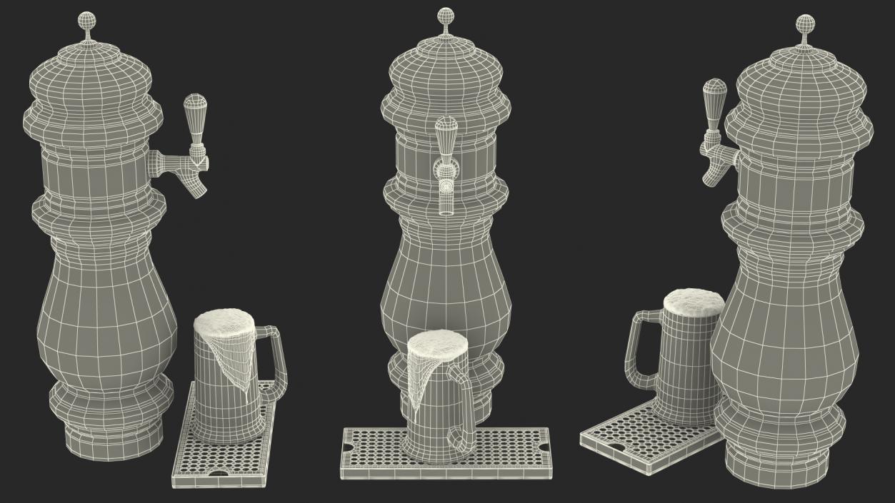 3D model Ceramic Faucet Draft Beer Tower with Beer Mug