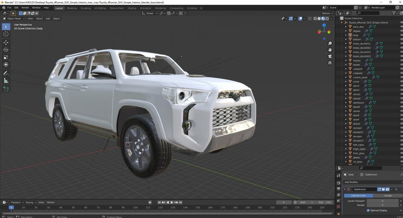 Toyota 4Runner SUV Simple Interior 3D model