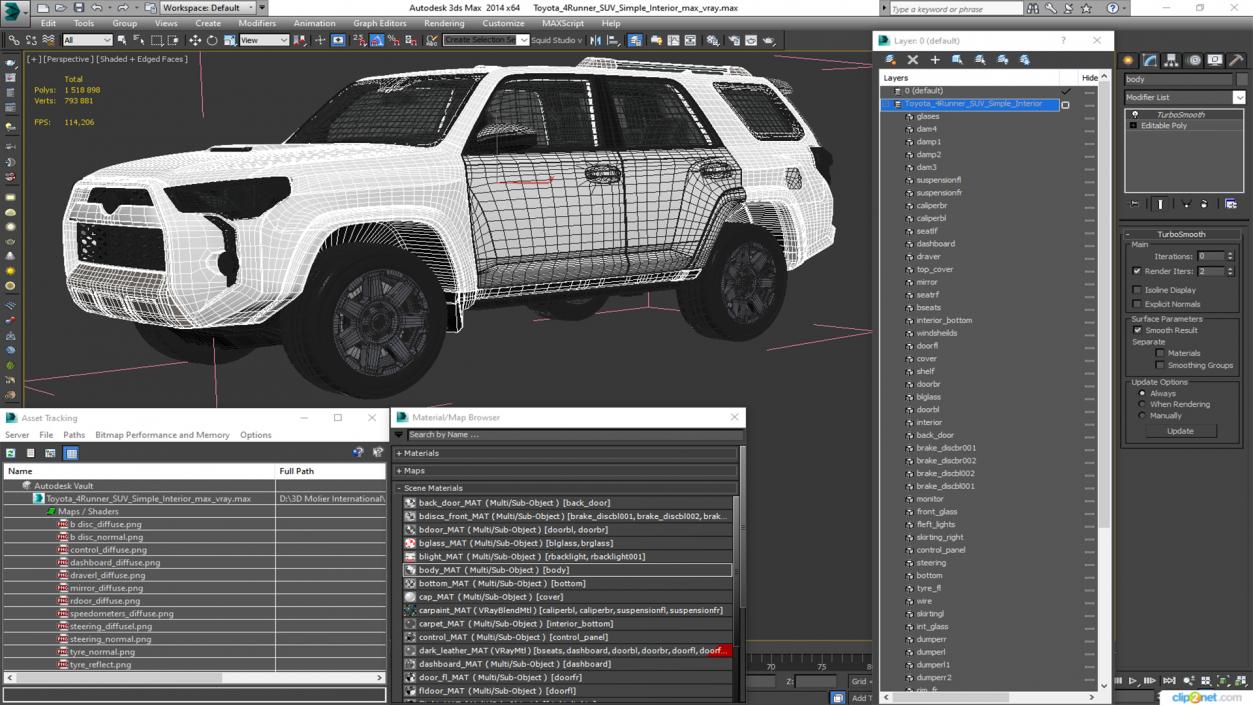 Toyota 4Runner SUV Simple Interior 3D model