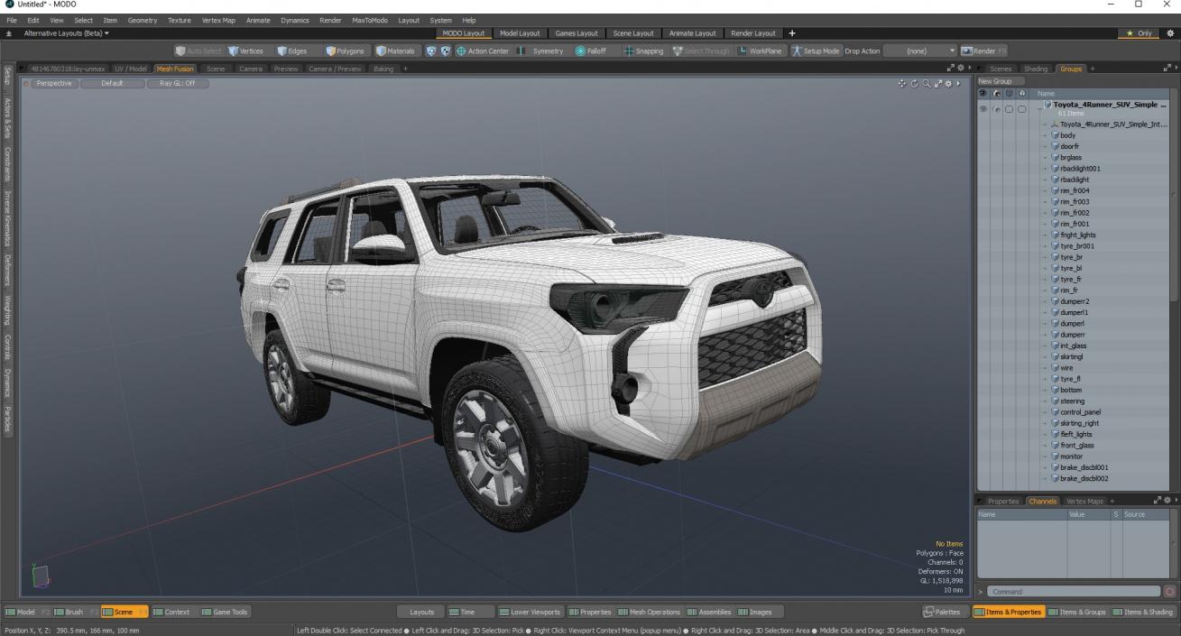 Toyota 4Runner SUV Simple Interior 3D model