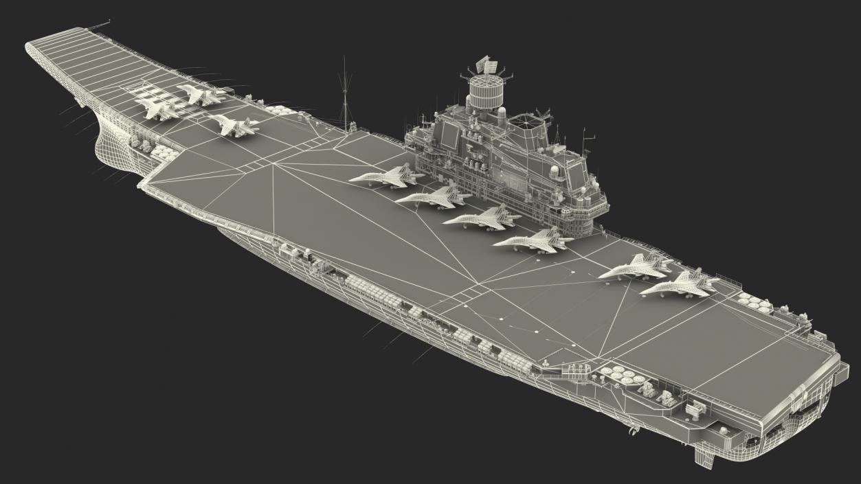 3D Aircraft Carrier with Airplanes