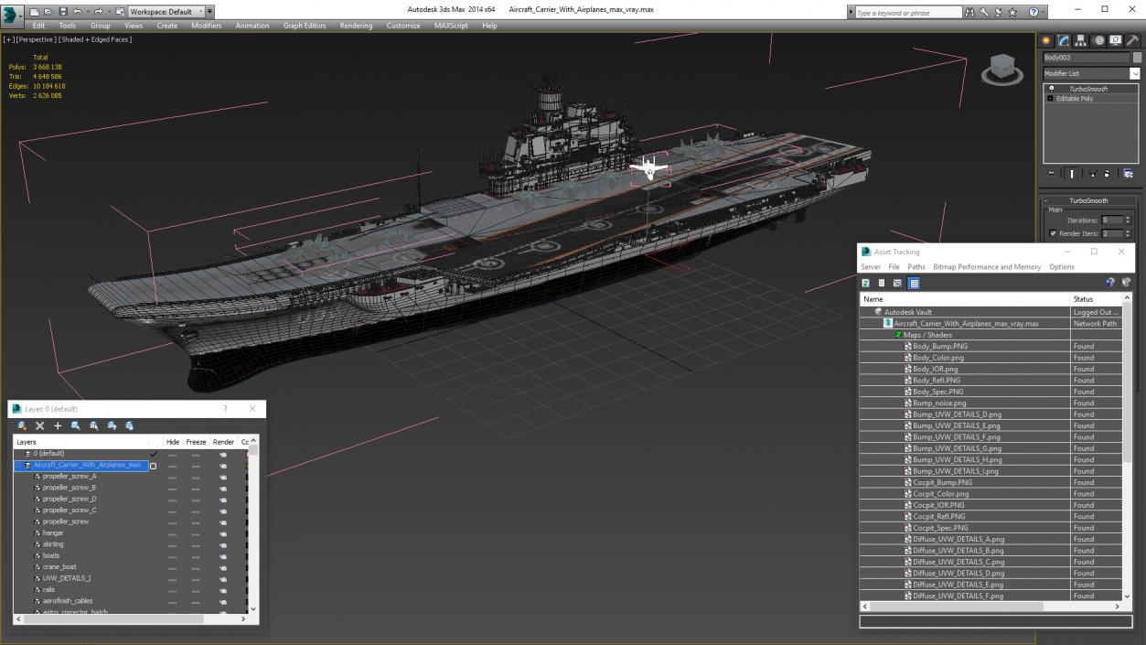 3D Aircraft Carrier with Airplanes