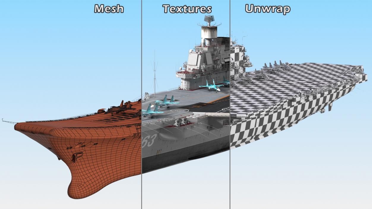 3D Aircraft Carrier with Airplanes