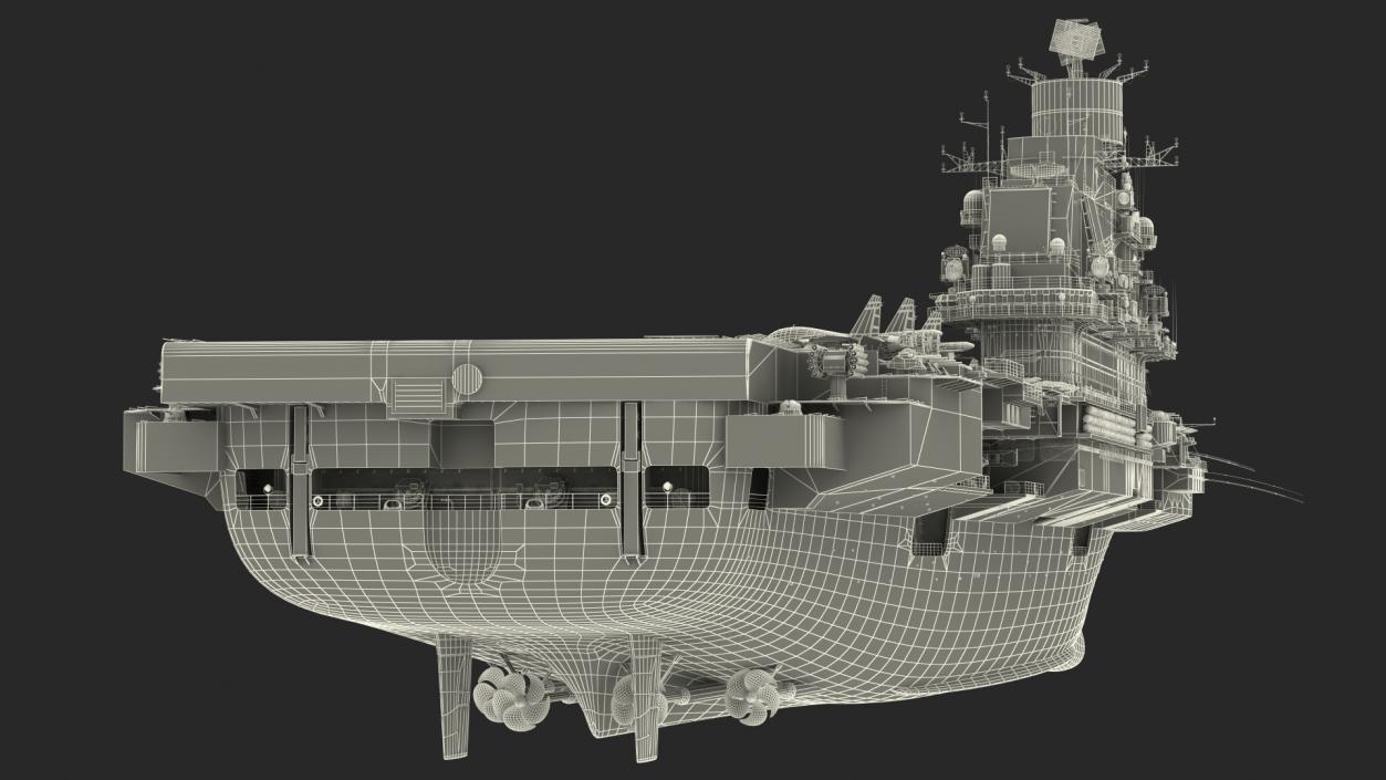 3D Aircraft Carrier with Airplanes