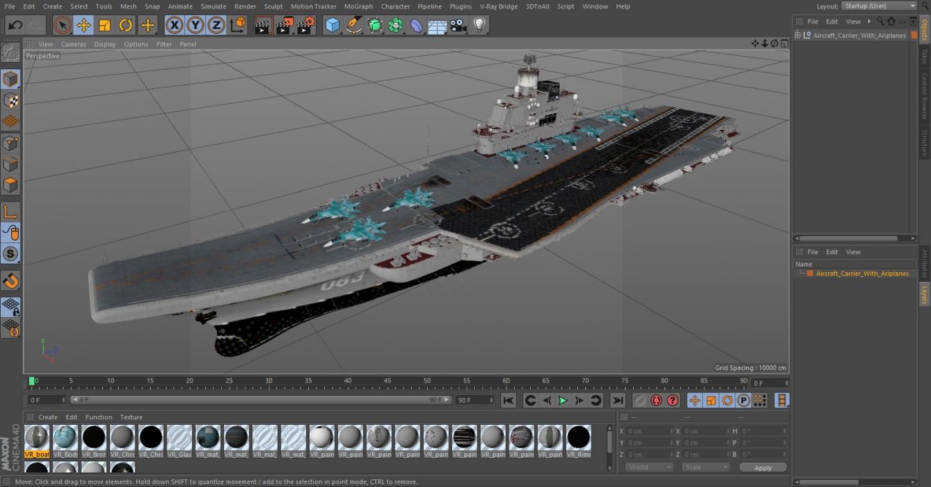 3D Aircraft Carrier with Airplanes