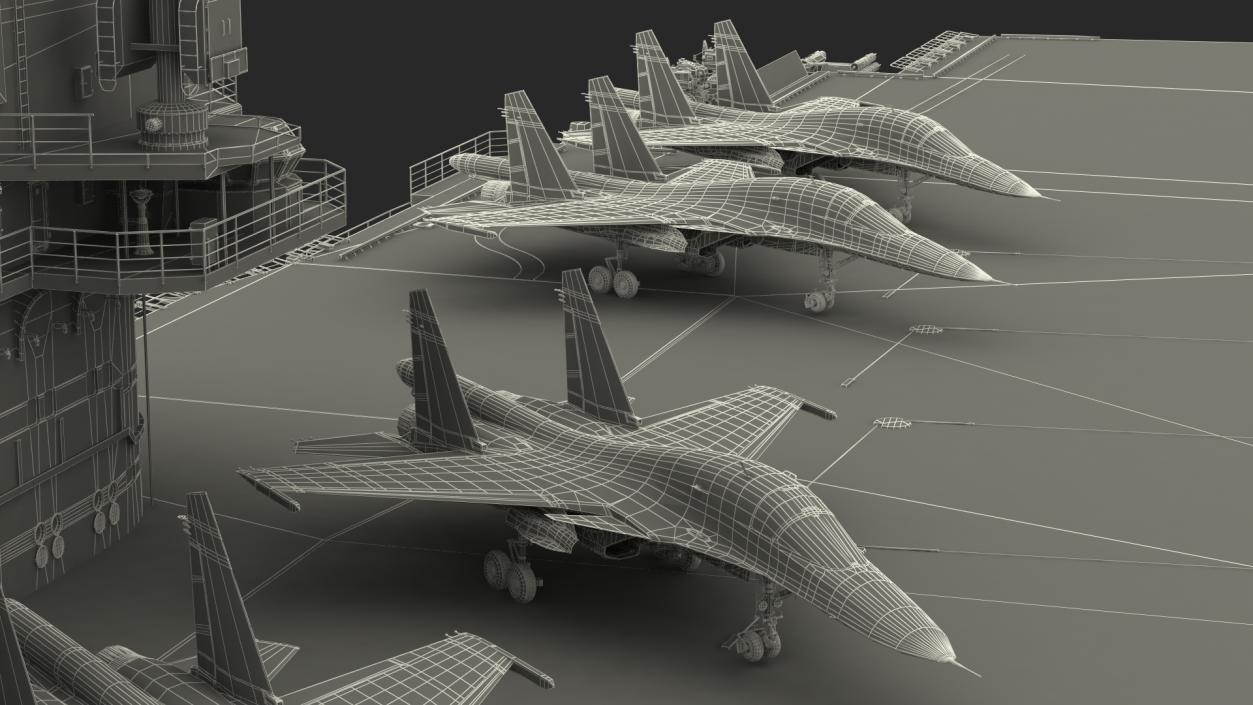 3D Aircraft Carrier with Airplanes