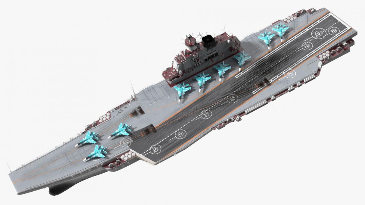 3D Aircraft Carrier with Airplanes