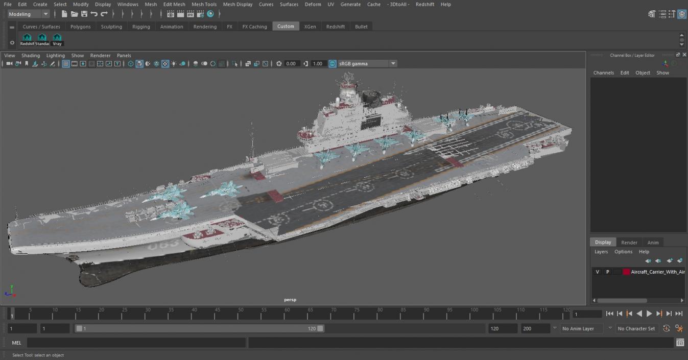 3D Aircraft Carrier with Airplanes