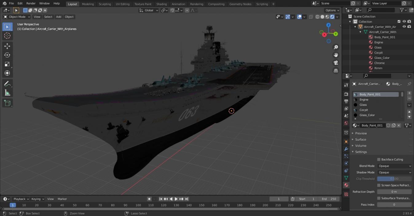 3D Aircraft Carrier with Airplanes