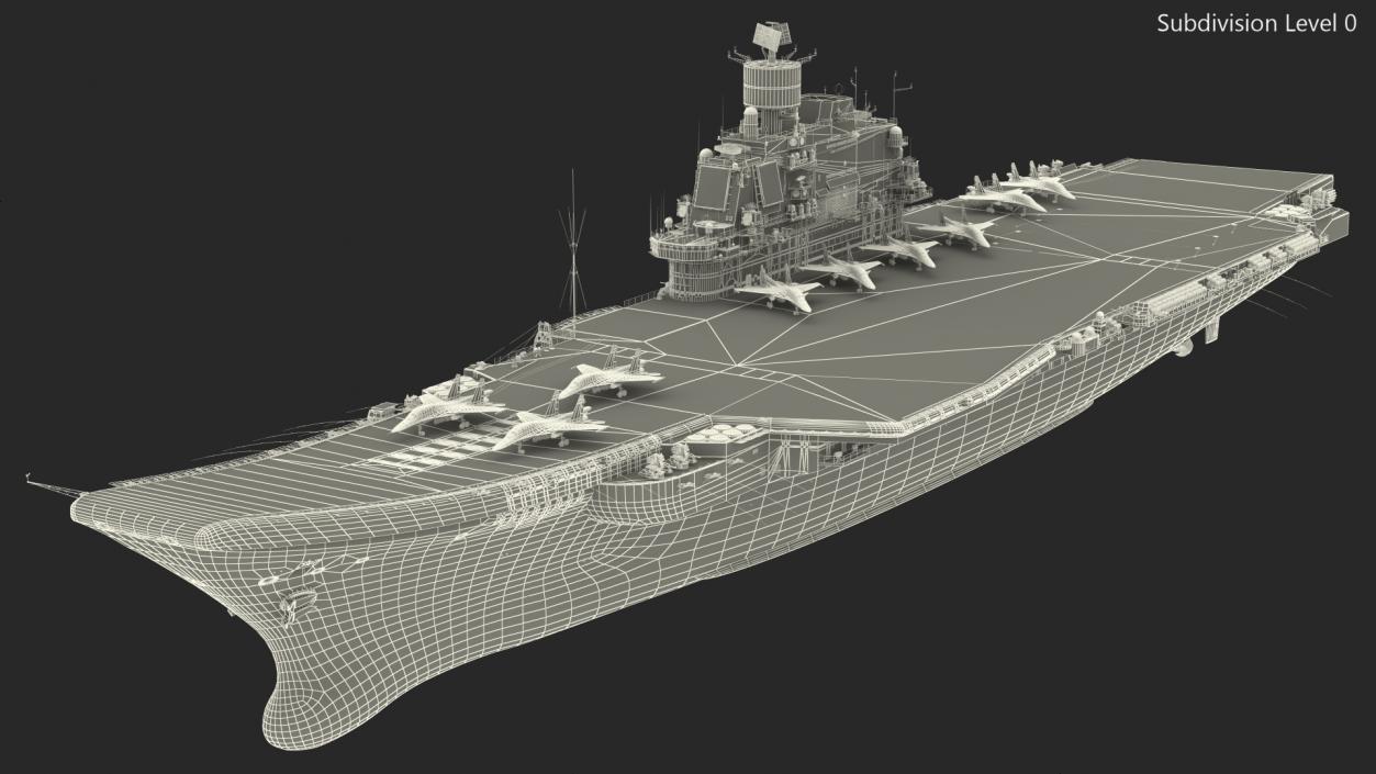 3D Aircraft Carrier with Airplanes