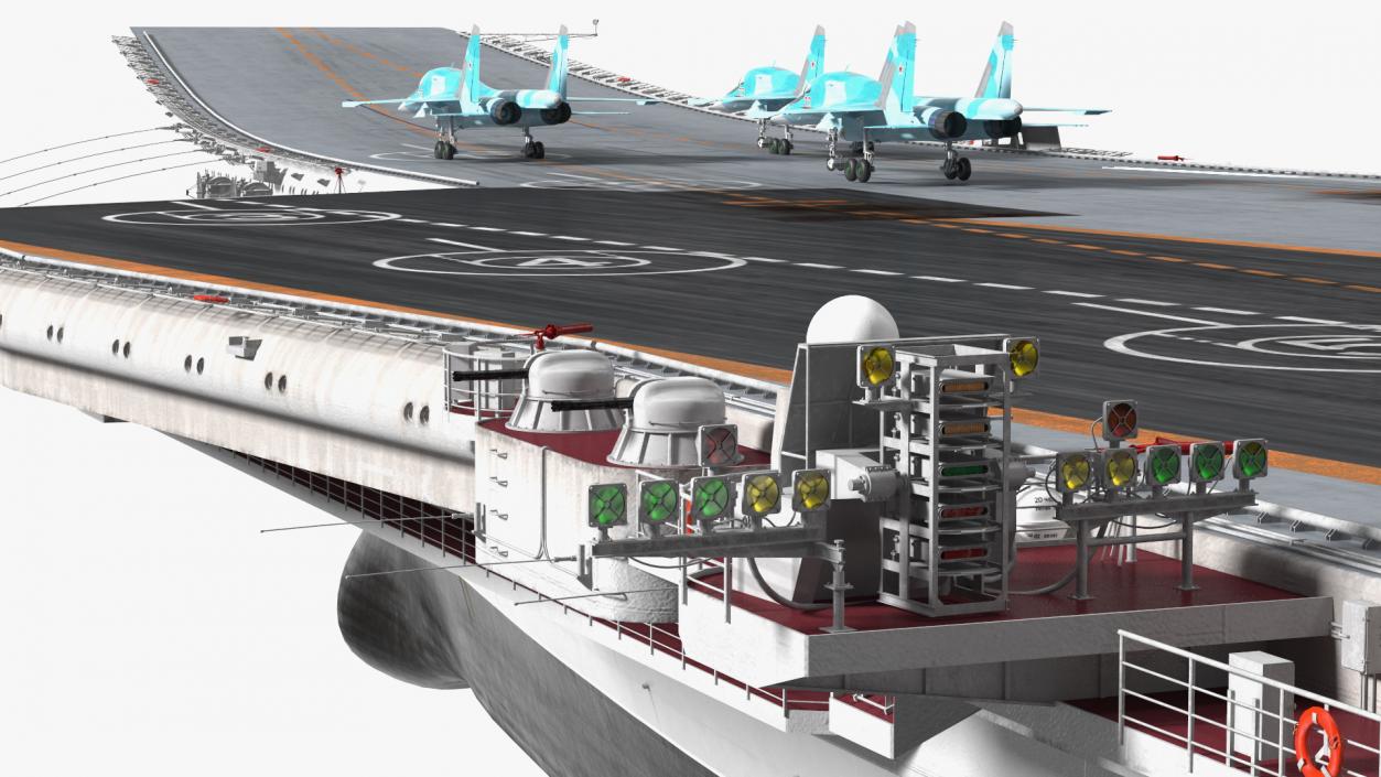 3D Aircraft Carrier with Airplanes